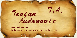 Teofan Andonović vizit kartica